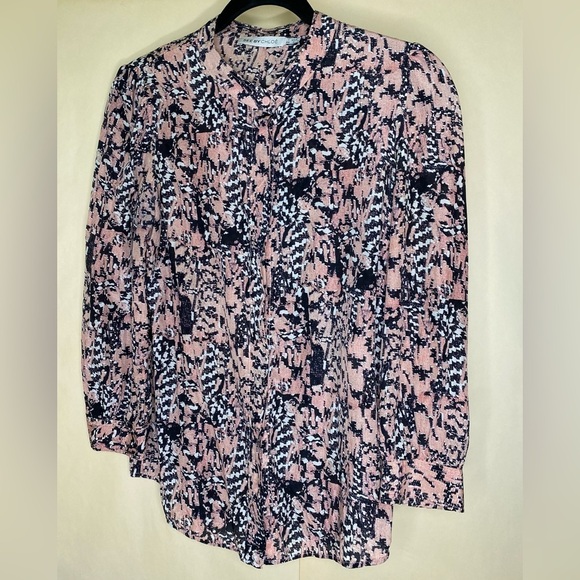 See by Chloe Silk Abstract Long Sleeve Button Down Blouse Sz 4 - Picture 2 of 10